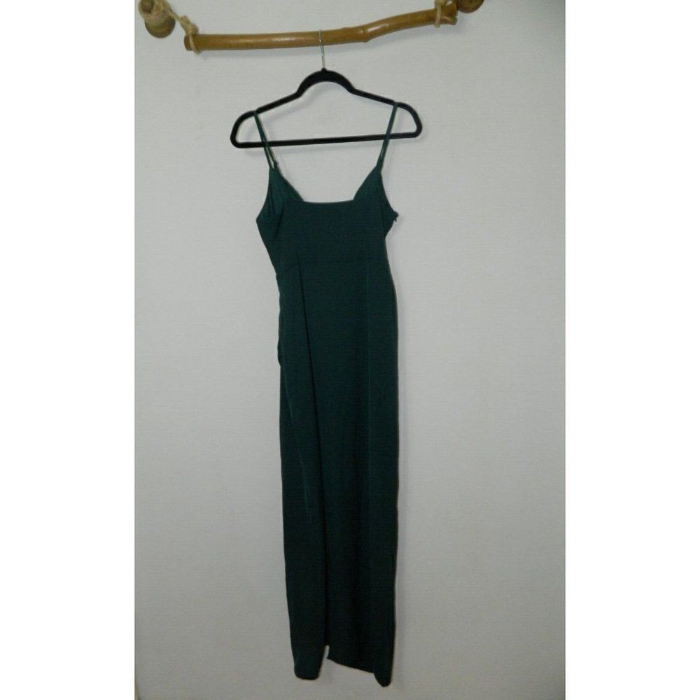 Lulu's Dress Outstanding Elegance‎ Teal Green Satin Surplice Maxi Dress Medium